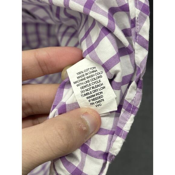 Vineyard Vines Whale Shirt Mens Size Small Long Sleeve Purple Plaid Pastel S - Picture 6 of 7